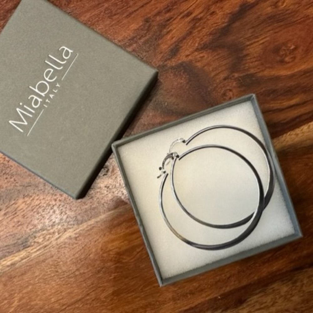 Brand New/Unworn Solid Sterling Silver ~2 1/4" Hoop Earrings